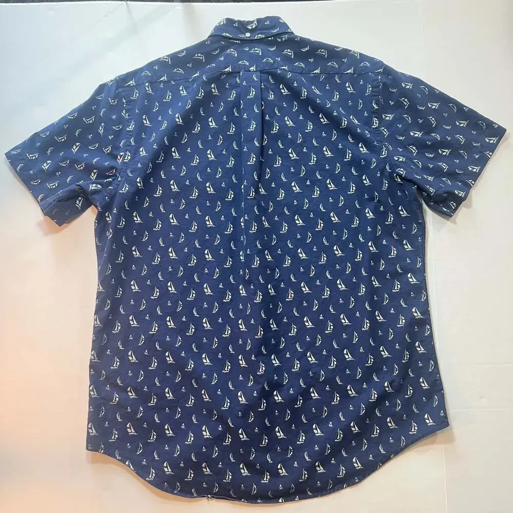 Polo Ralph Lauren Short Sleeve Button Down Shirt w All-Over Sailboat Print Large